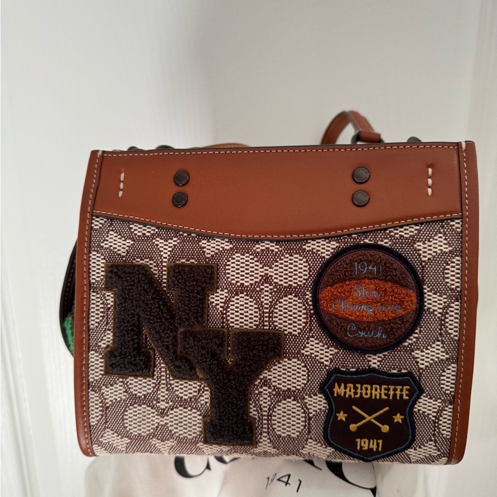 Coach Rogue 20 in Signature Textile Jacquard with Varsity Patches